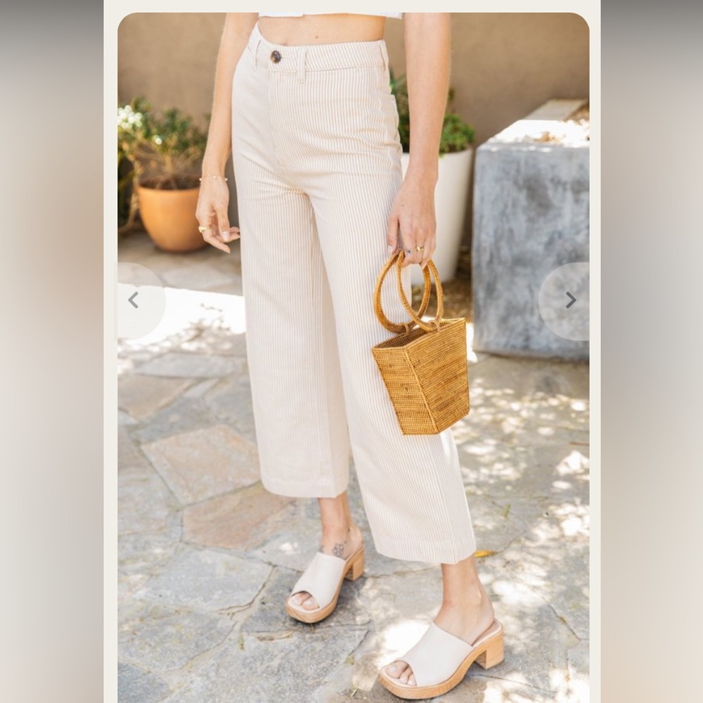 ROLLA Old Mate Pant Cream and Goldish  Brown Stripe